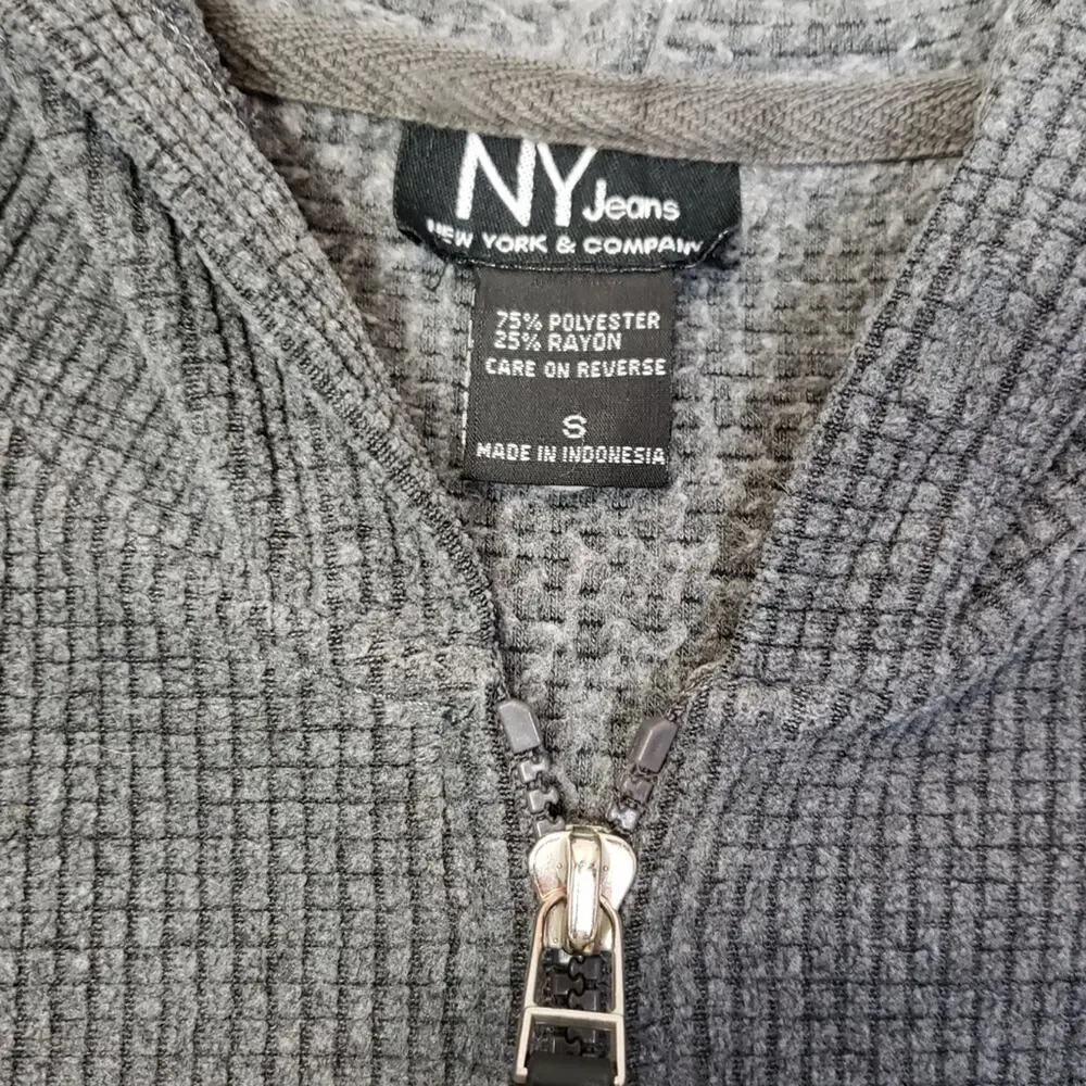 NY Jeans Fleece Full Zip Hooded Sweatshirt S - Picture 5 of 8